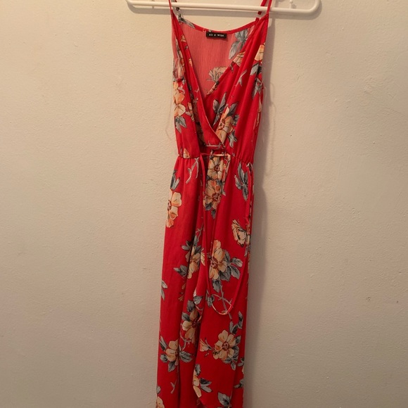 Red Flower Pattern Dress - Picture 1 of 8
